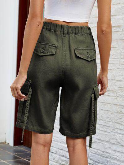 High Waist Denim Shorts with Pockets for Women