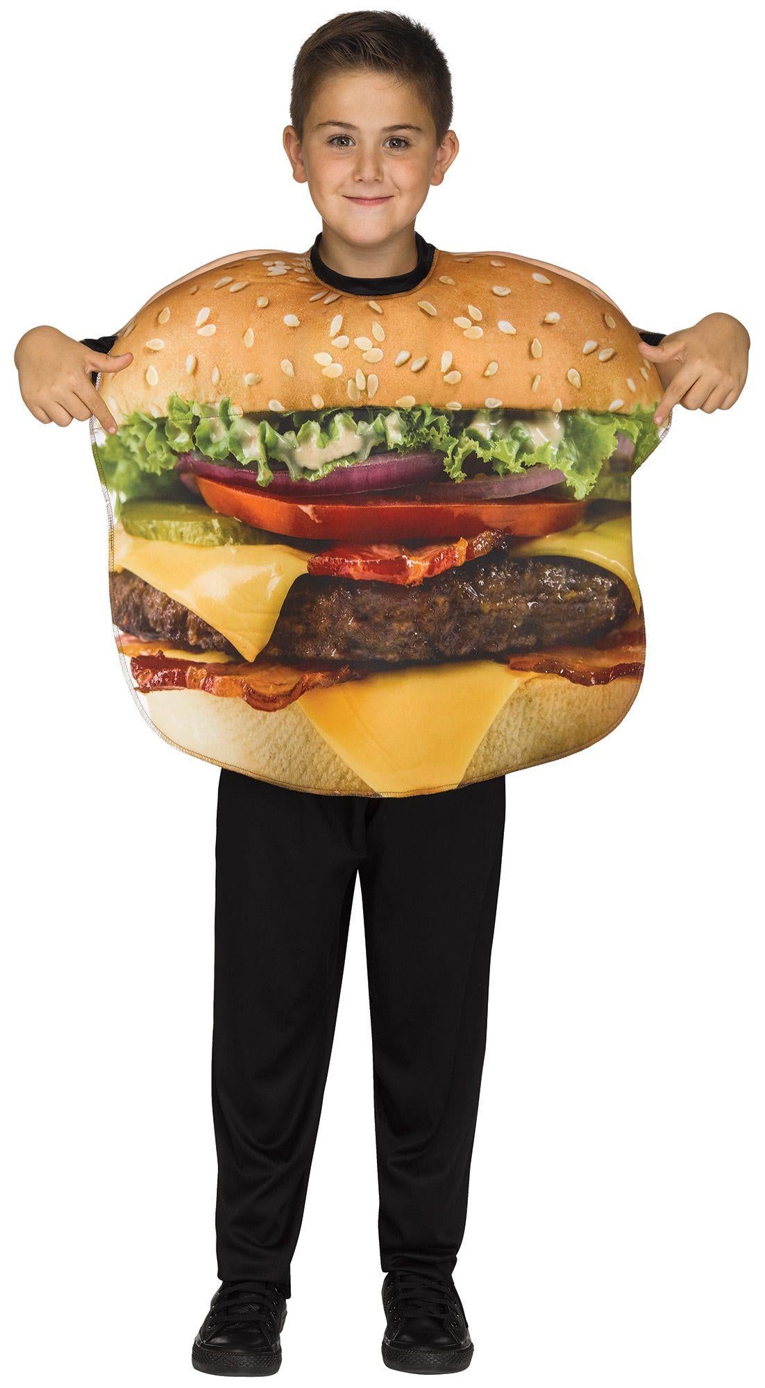 Festive Screen Print Cheese Burger Hamburger Child American Food Costume