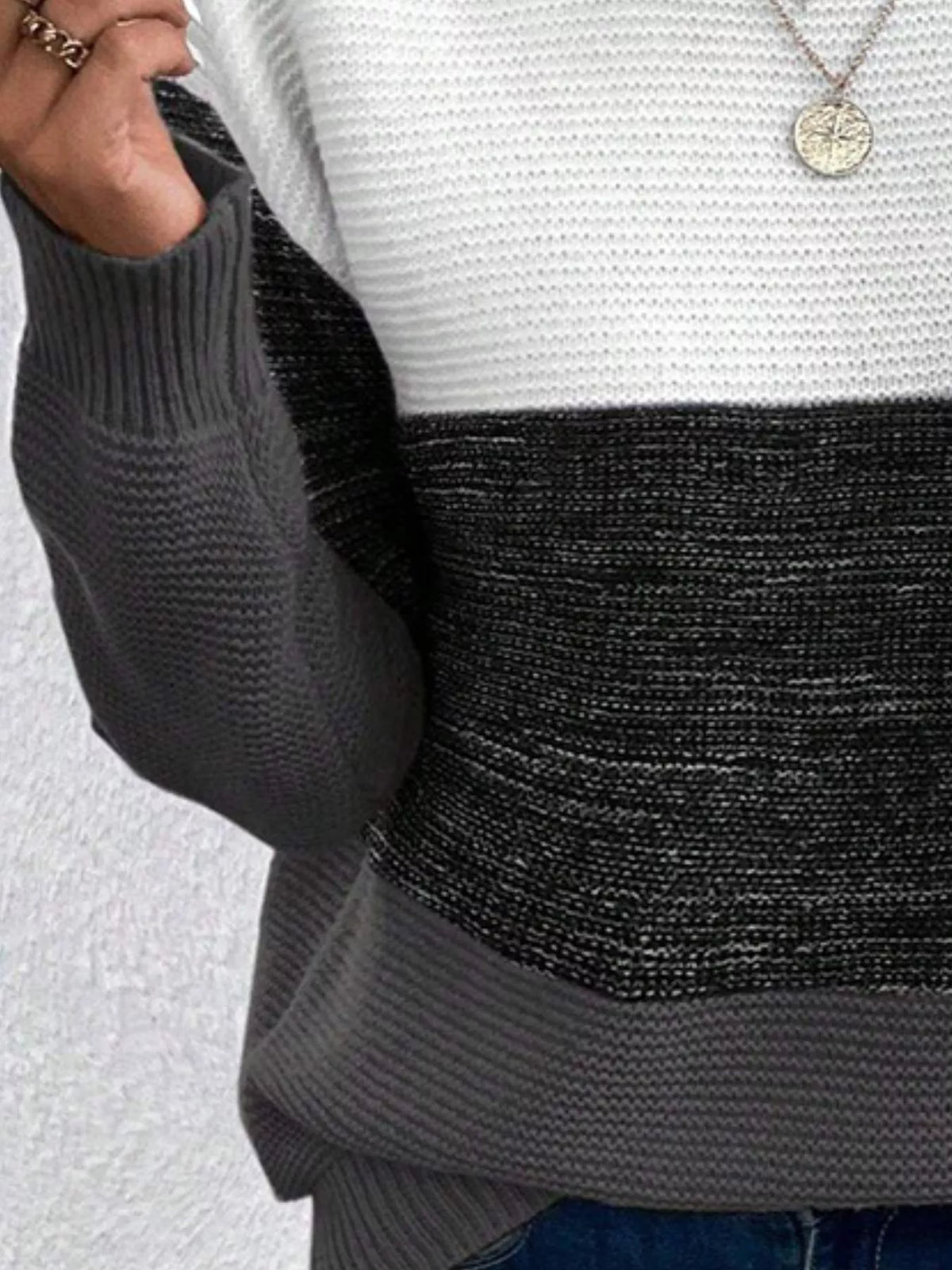 Color Block Long Sleeve Sweater
