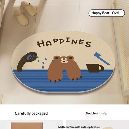 Quick-drying Cartoon Silica Mud Floor Mat
