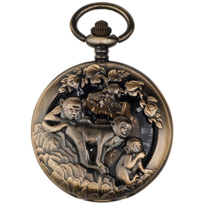 12-zodiac-animal Relief Mechanical Skeleton Watch With Roman Numeral Dial