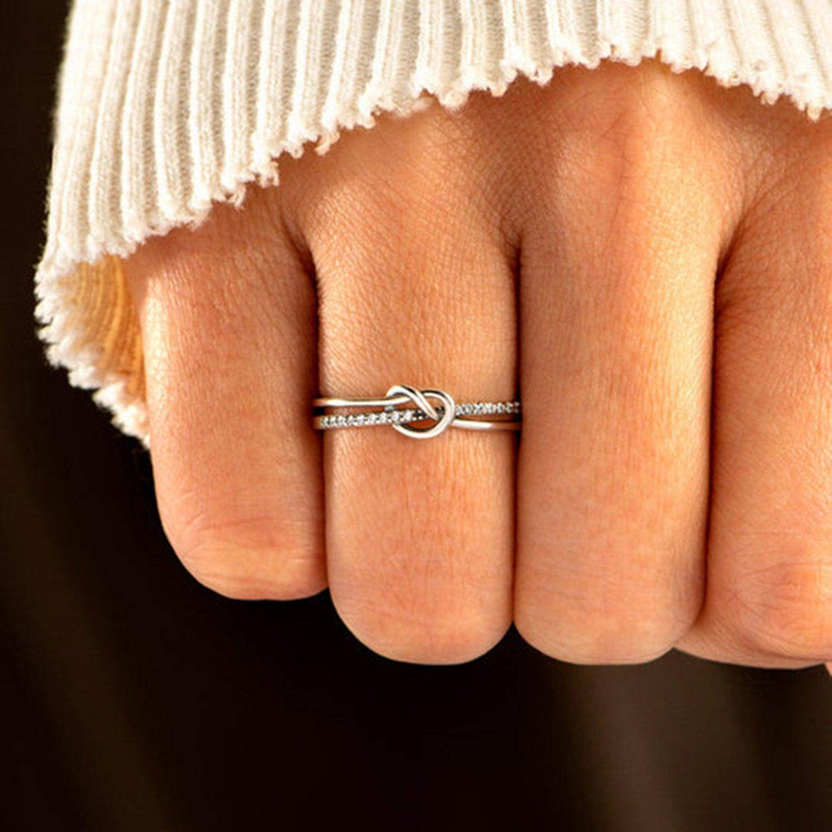 925 Sterling Silver Double-Layered Knot Ring for Women