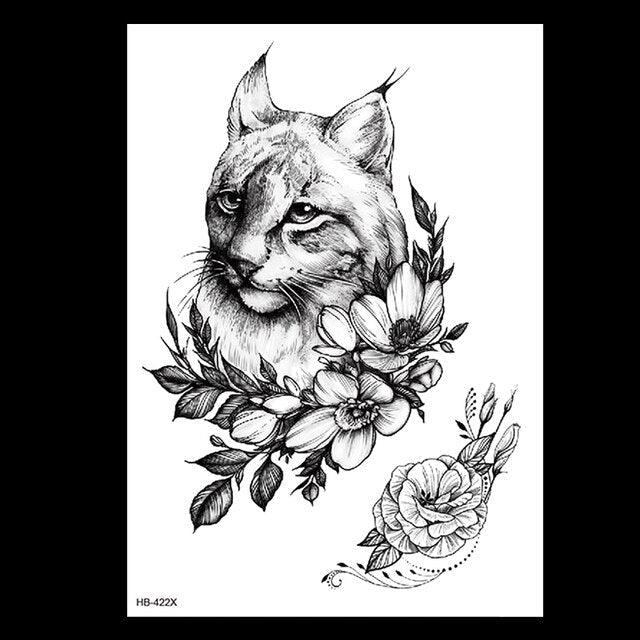 49 Sheets Waterproof Temporary Black Sketches Flowers Tattoo Stickers Flower Rose Tattoos For Women Adults