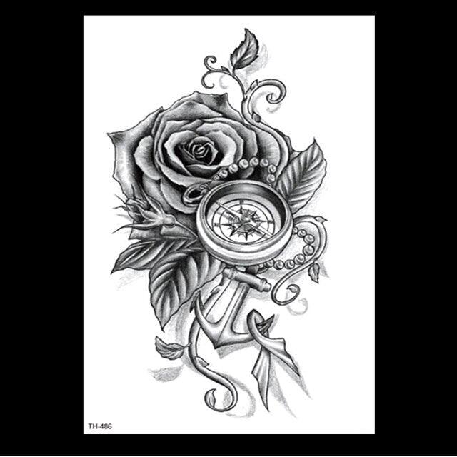 49 Sheets Waterproof Temporary Black Sketches Flowers Tattoo Stickers Flower Rose Tattoos For Women Adults