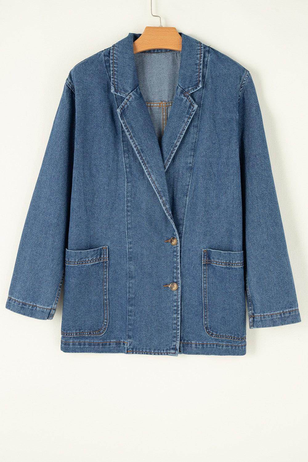Pocketed Long Sleeve Denim Jacket for Women Stylish Fit