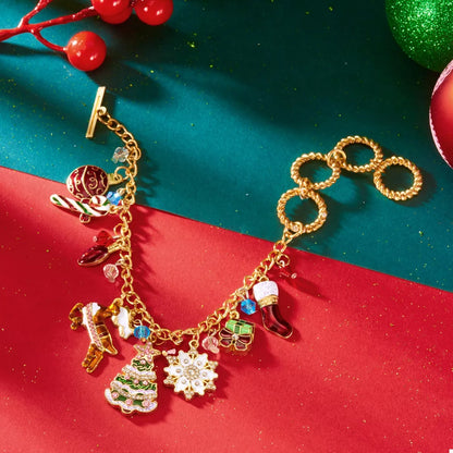 18K Gold-Plated Christmas Charm Bracelet