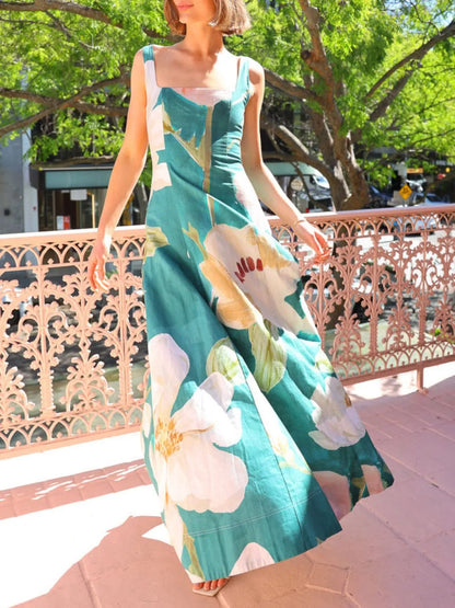 Printed Square Neck Maxi Dress