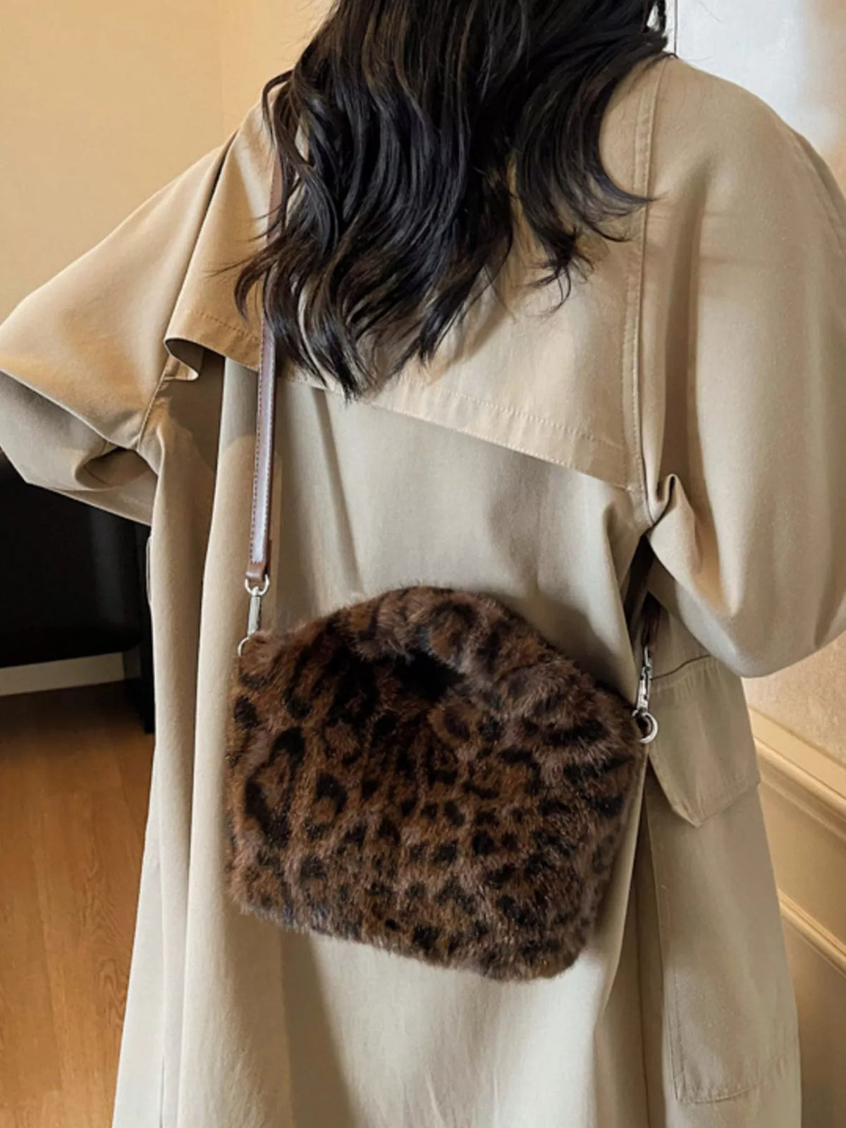 Leopard Plush Crossbody Bag