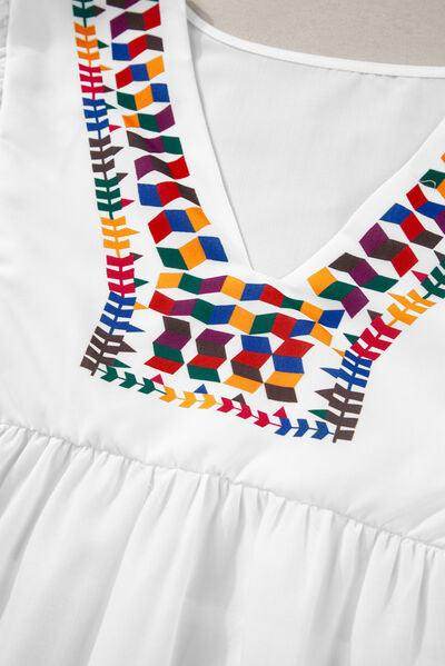 Printed V-Neck Puff Sleeve Top for Effortless Style