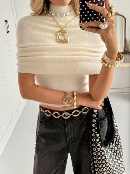 Womens Off-shoulder Short-sleeve Top