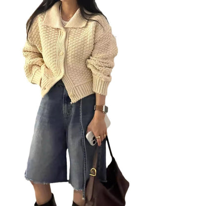 Retro Short Sweater Cardigan Women&