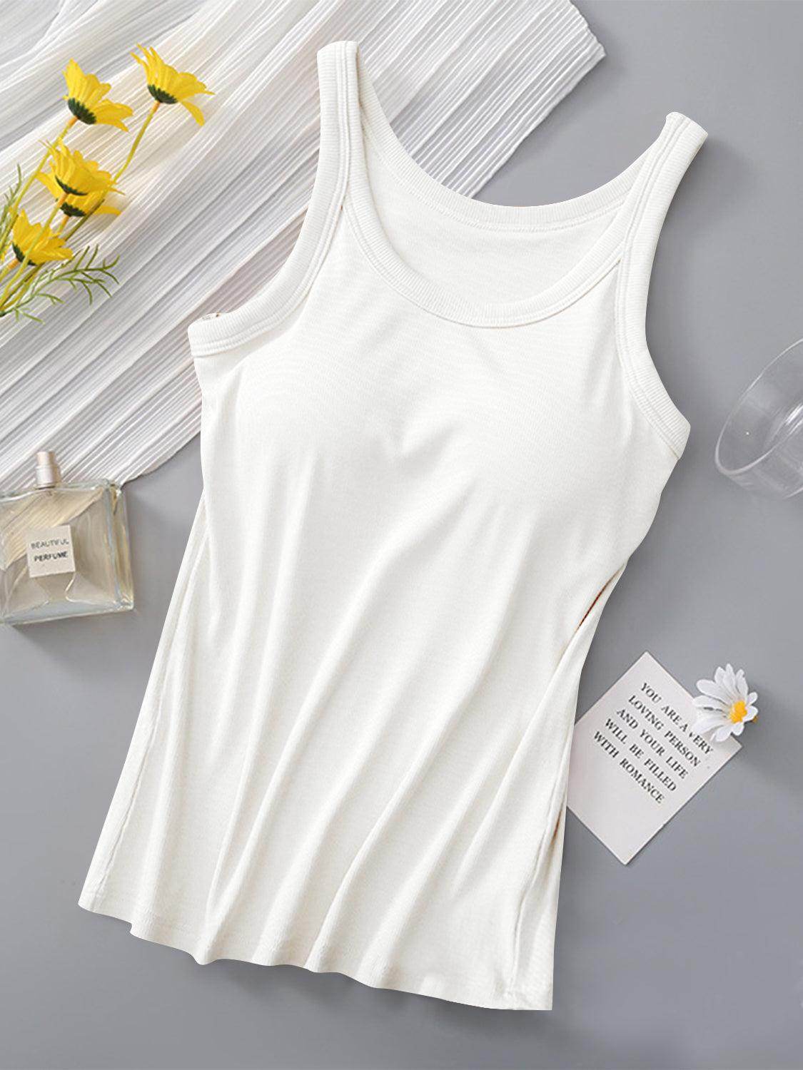 Round Neck Tank with Bra for Everyday Comfort Wear