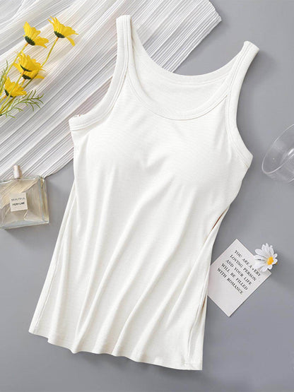Round Neck Tank with Bra for Everyday Comfort Wear