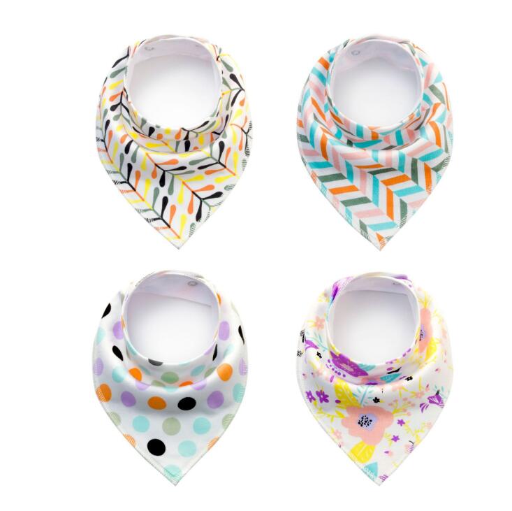 4pcs Lot Bibs Burp Cloth Print Arrow Wave Triangle Baby Bibs Cotton Bandana Accessories