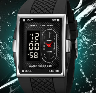 Simple Student Youth Fashion Trend Double Display Multi-functional Sports Waterproof Electronic Watch