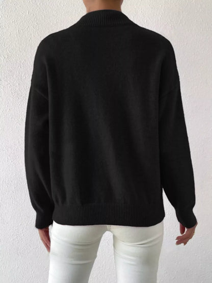 Mock Neck Dropped Shoulder Sweater