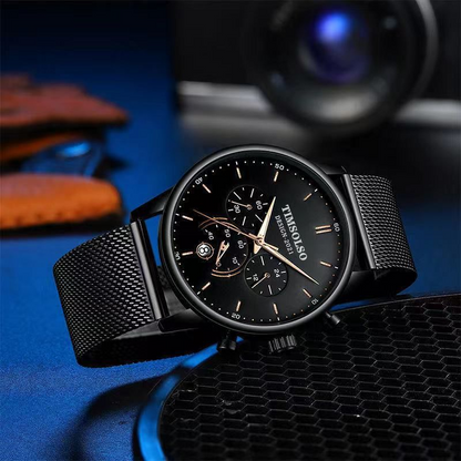 New Fashion Luminous Mens Watches Luxury Sport Quartz Mesh Strap Elegant  Waterproof Wristwatch For Men
