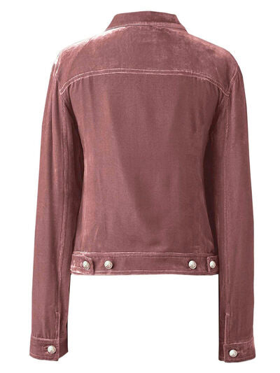 Casual Button-Up Long Sleeve Jacket with Chest Pockets and Relaxed Fit