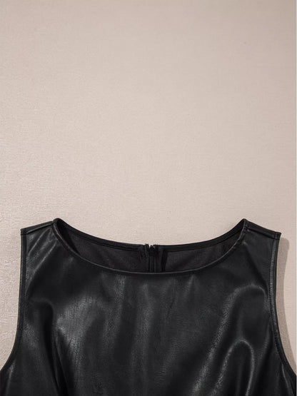 Vegan Leather Sleeveless Mini Dress