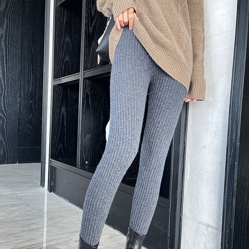Versatile Solid-Color Ribbed Knit Pants For Women To Wear At Home