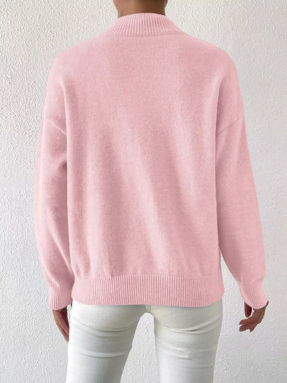 Mock Neck Dropped Shoulder Sweater