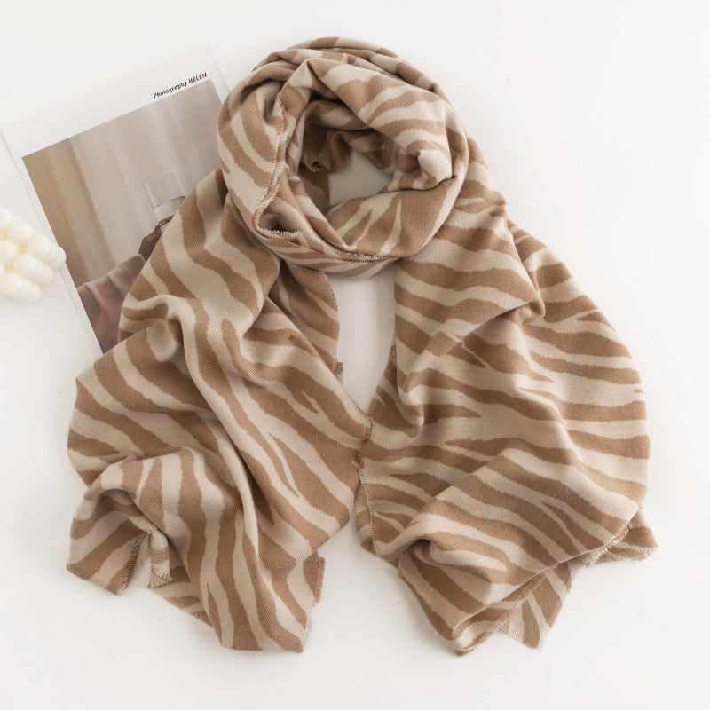 Leopard Print Artificial Cashmere Scarf Women&
