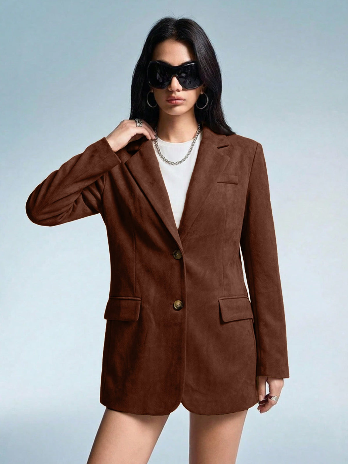 A Stylish Versatile Suede-blend Blazer