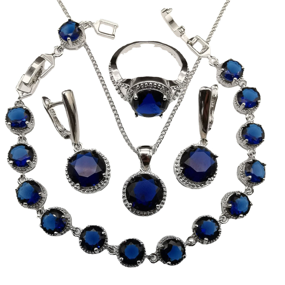 European And American Style Jewelry Round Diamond 4 PCs Set