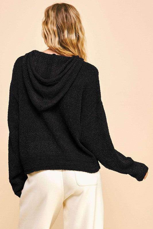 Davi &amp; Dani Drop Shoulder Long Sleeve Hooded Sweater for Women