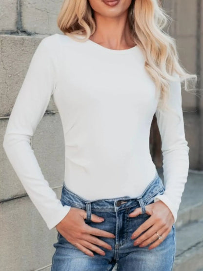 Ribbed Long Sleeve Fitted Bodysuit