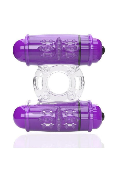 4B Double Wammy Rechargeable Silicone Dual Vibrating Couples Cock Ring