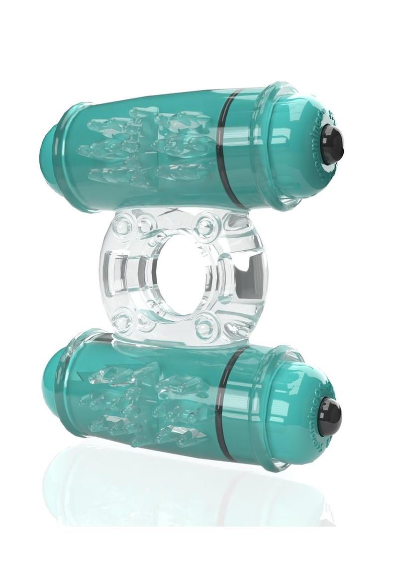 4B Double Wammy Rechargeable Silicone Dual Vibrating Couples Cock Ring