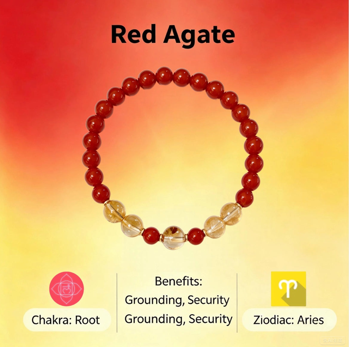 Red Agate Root Chakra Bracelet - Grounding &amp; Security