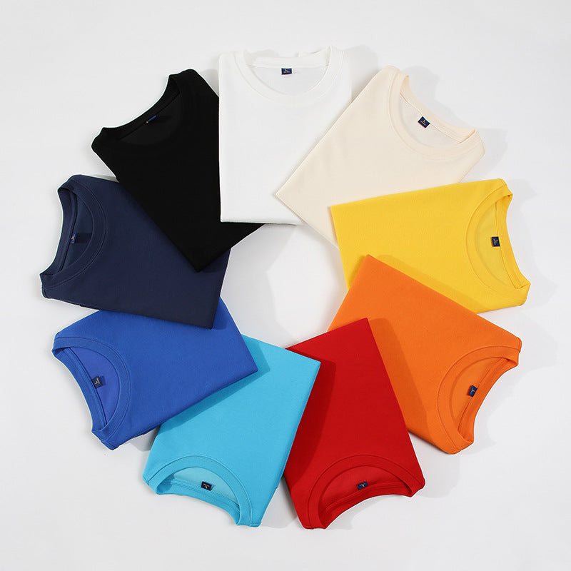 320g Straight Shoulder Pure Cotton Autumn Long Sleeve Round Neck Solid Color Sweatshirt Customized