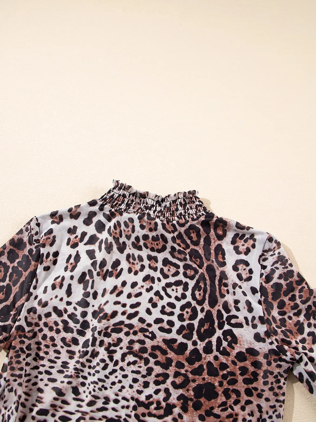 Leopard Print Long Sleeve Mock Neck Bodysuit