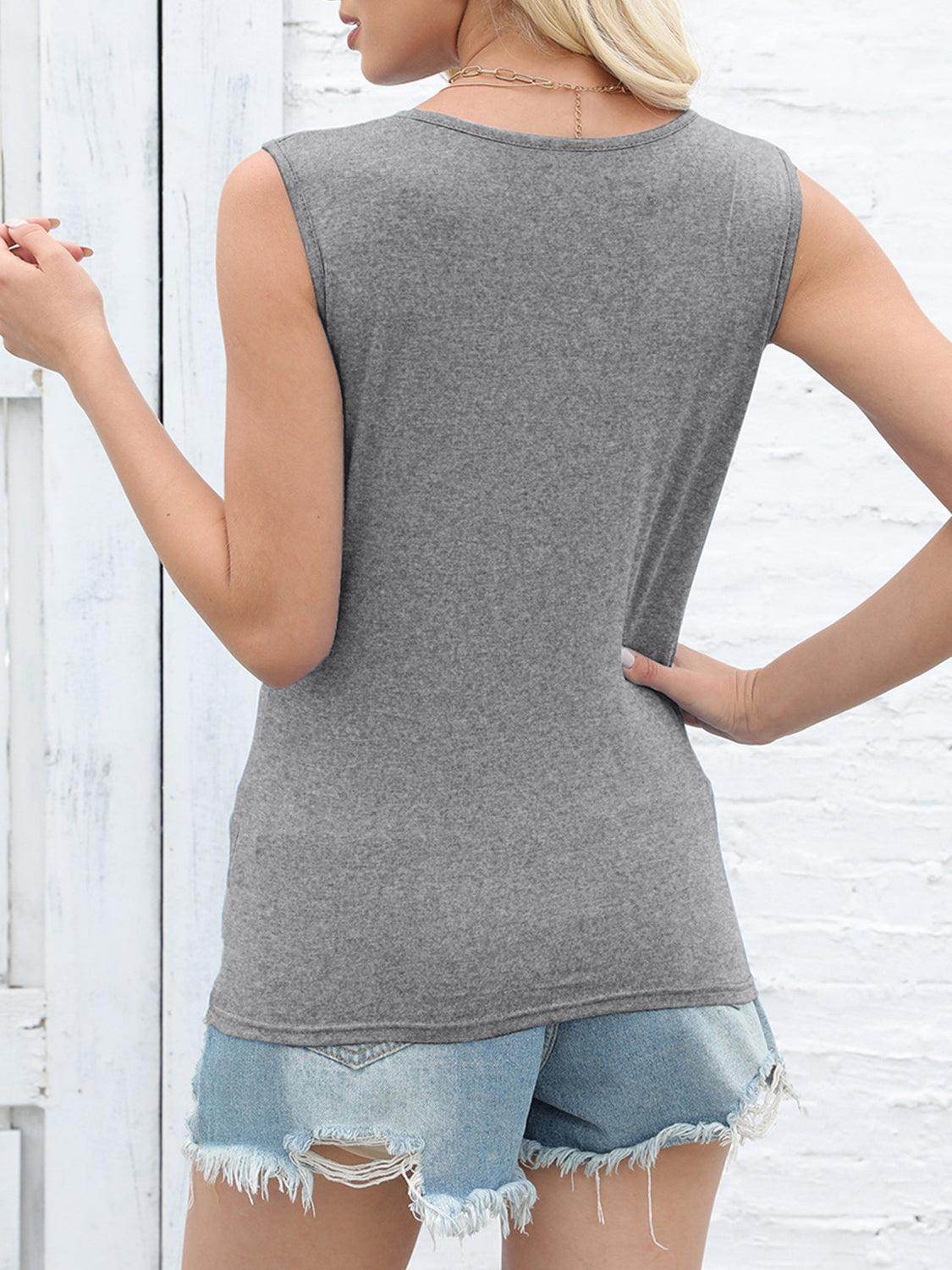 Cutout Twisted Round Neck Tank for Stylish Comfort
