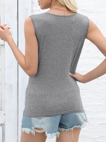 Cutout Twisted Round Neck Tank for Stylish Comfort
