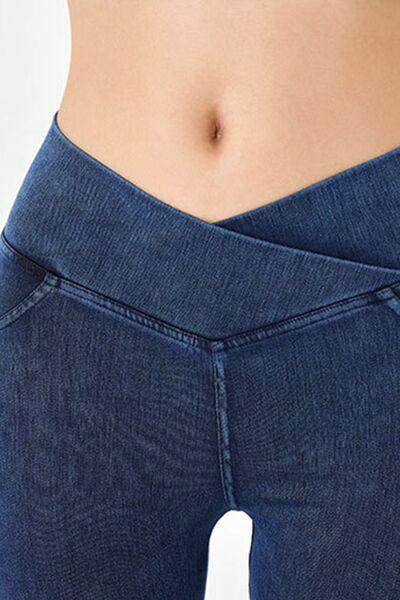 Basic Bae Asymmetrical Waist Denim Shorts With Pockets