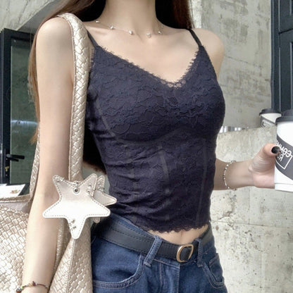 Womens Retro Floral Lace Camisole Top