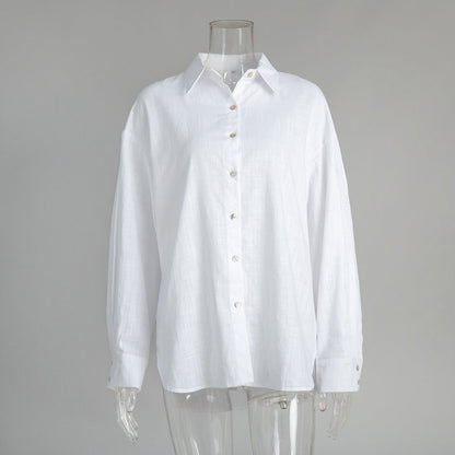 Casual Solid-color Minimalist Loose-fit Shirt