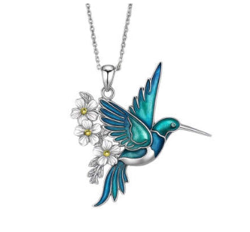 Hummingbird Pendant Necklace Eardrop Set