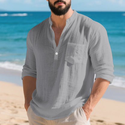 American Style Linen Long-sleeved Men&