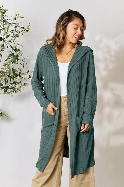 Basic Bae Full Size Hooded Sweater Cardigan for Women