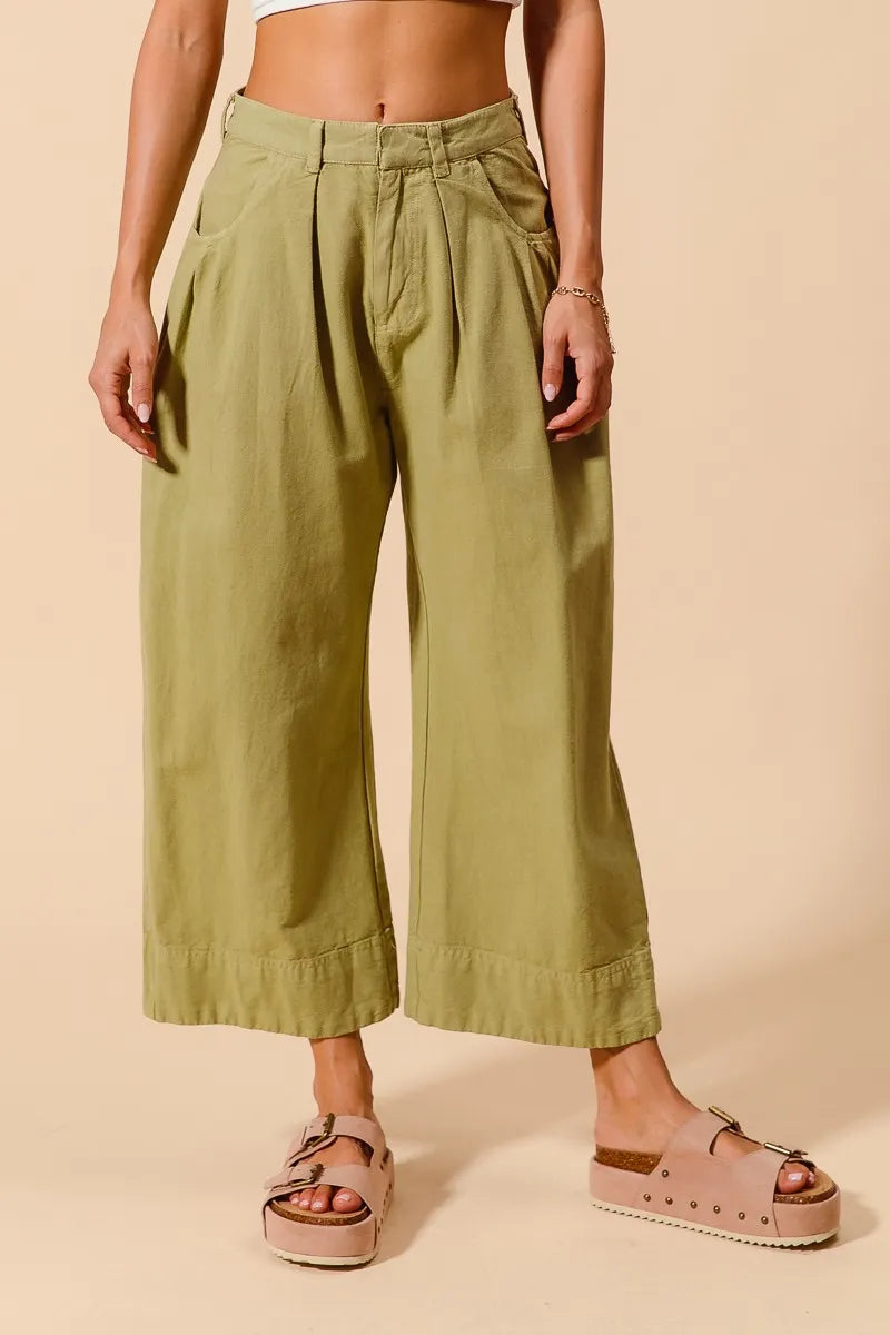 SO ME Mid Rise Wide Leg Chino Pants With Pockets