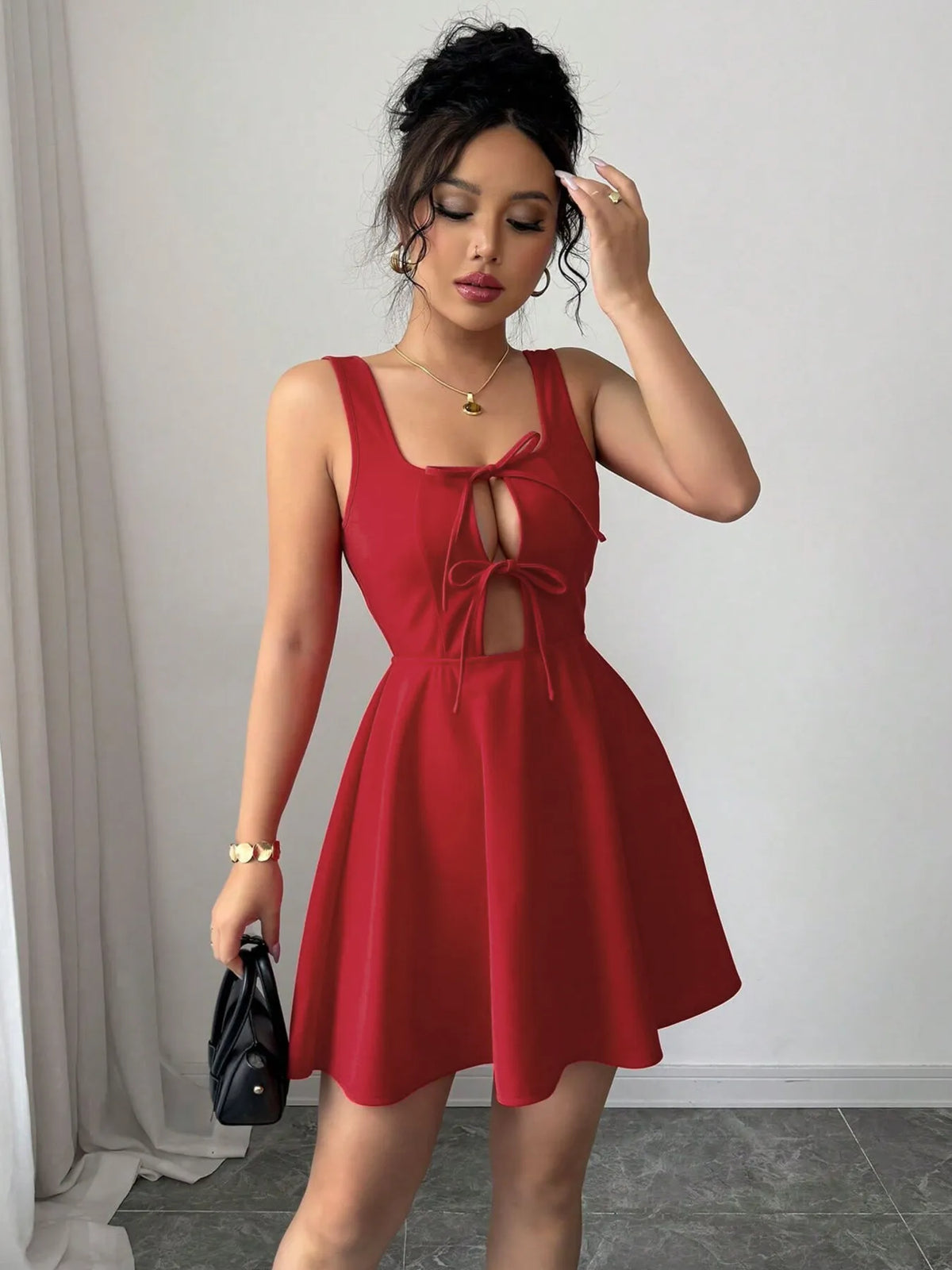 Tie Front Wide Strap Dress