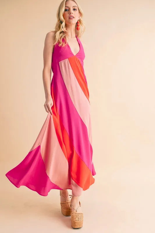 Aemi+Co Color Block Sleeveless Maxi Dress