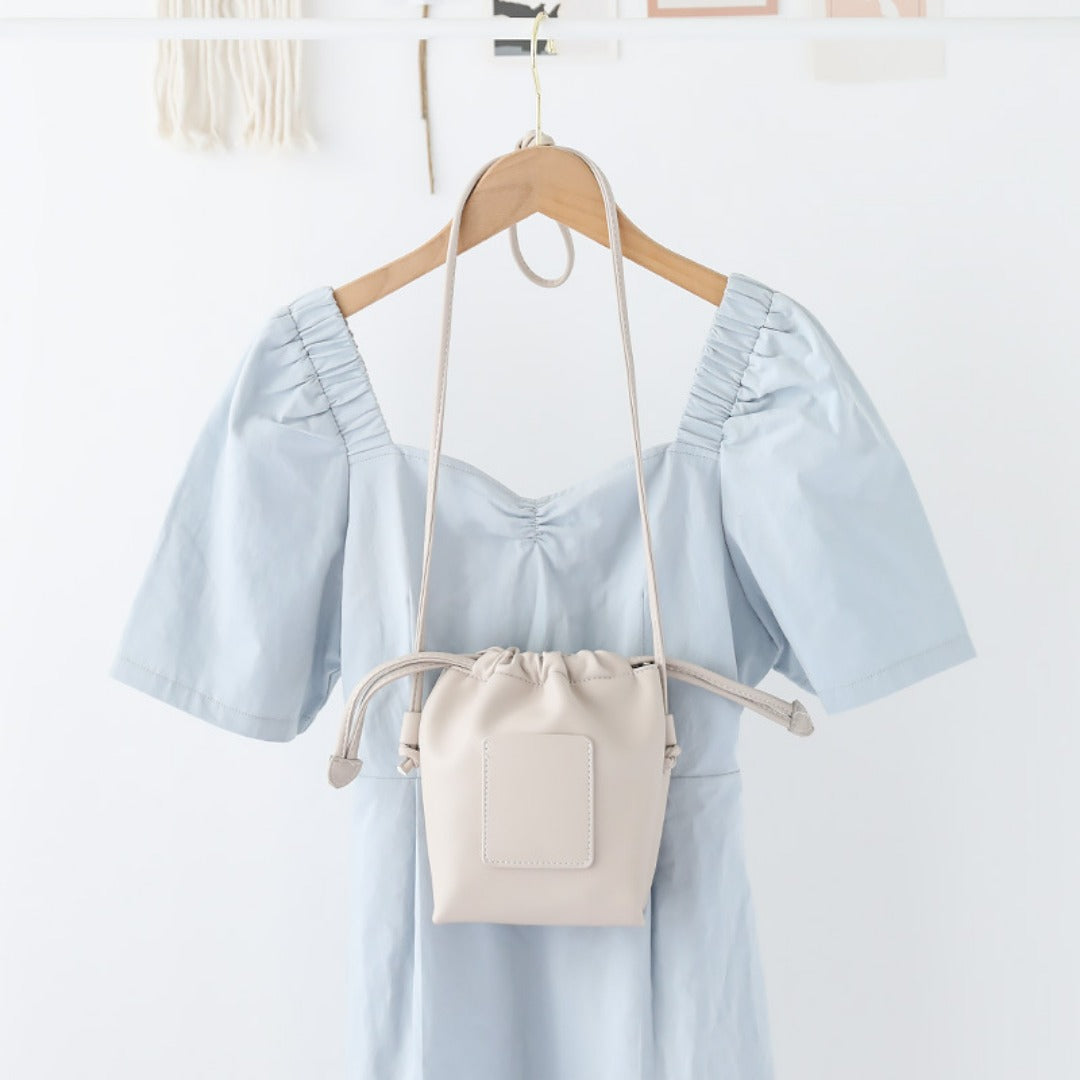 Soft PU Cute Mini Mobile Phone Bag - Fashionable Pleated Shoulder Women&