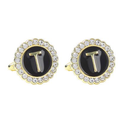 Round Diamond French Cufflinks Men&