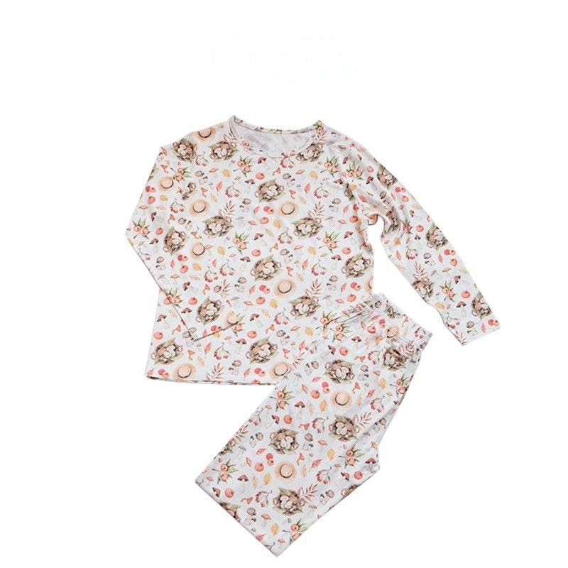 Bamboo Cotton Knitted Parent-child Homewear Clothes Pajamas Suit
