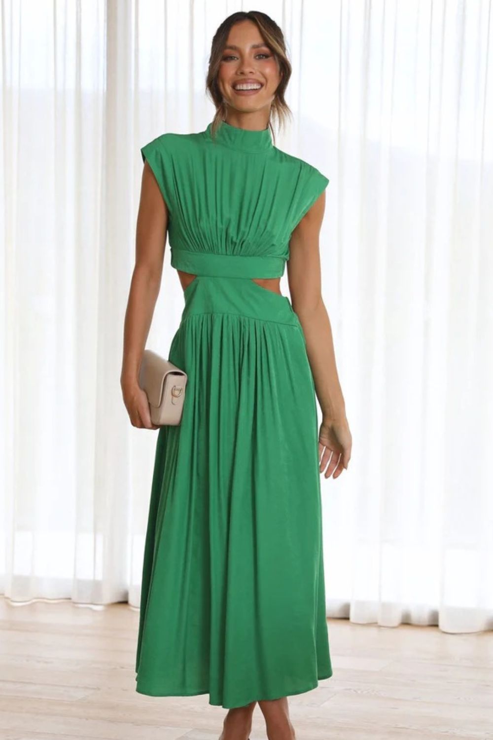 Elegant Cutout Mock Neck Sleeveless Dress